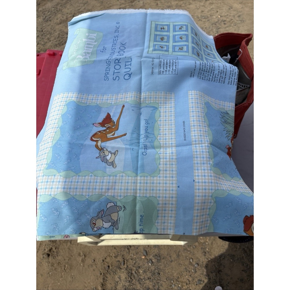 Vintage Walt Disney Bambi Fabric Panel Story Book Quilt Springs Industries NEW